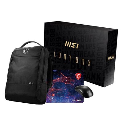 微星(MSI)LOOT BOX黑色電競戰力箱 雙肩背包 鼠標 鼠標墊套裝~特價特賣
