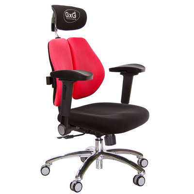 GXG 雙軸枕 雙背電腦椅(鋁腳/4D弧面摺疊手)  型號2604 LUA1D