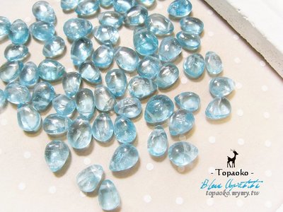 印度輕珠寶手工珠．天然馬達加斯加高透藍磷灰石光面扁水滴珠【F3378】約6.2-7.5mm手作飾品《晶格格的多寶格》