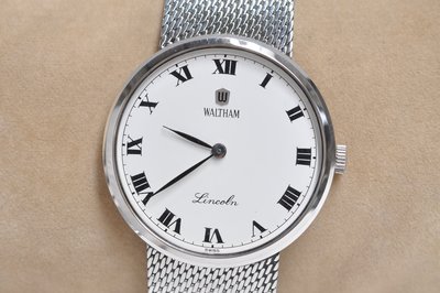 《寶萊精品》WALTHAM 華生銀白薄型手動男士錶