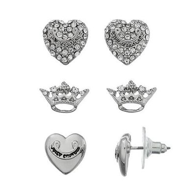 美國Kelly’s House –全新Juicy Couture –皇冠、心型及鑽石心型共三副耳環禮盒
