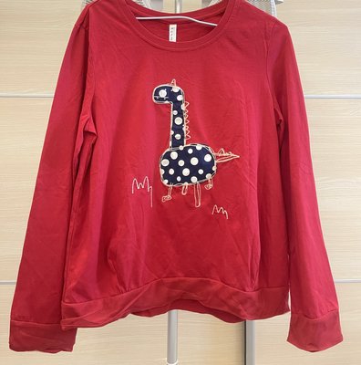 斷貨有型單品❤️全新 a la sha 紅色M號阿龍與他的小草創意網紗造型長袖上衣 可愛好百搭😘