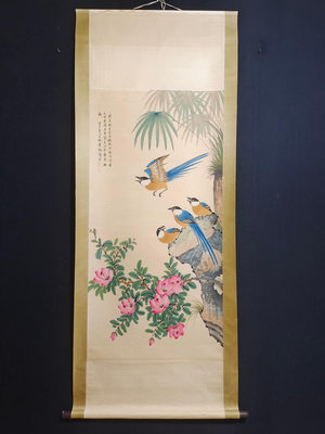 古畫C3751 純手繪 花鳥 作品 一物一圖，實物拍攝 作者梅蘭芳 材質宣紙 裝裱尺寸193×78cm 畫心 XJ1837