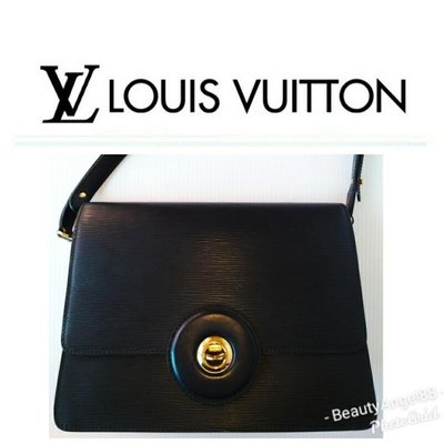 Louis Vuitton 路易威登  LV 斜背包 水波紋 EPI 黑色肩背包1898 1元起標 二手真品有馬鞍包