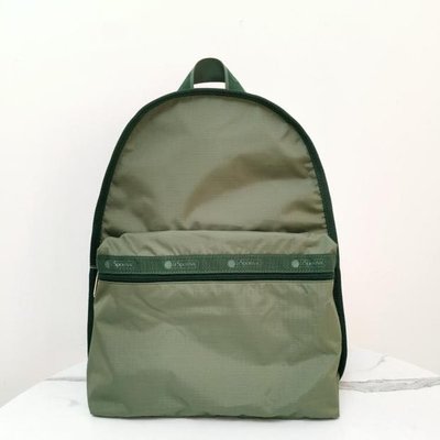 Lesportsac 綠色 刺繡背帶 降落傘防水包 雙肩後背包 7812 限量款 後背包