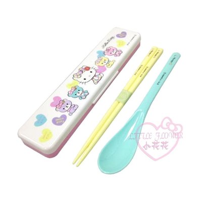 ♥小公主日本精品♥ Hello Kitty 凱蒂貓盒裝餐具附袋子組 筷子+湯匙 環保餐具組 日本製-預