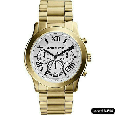 現貨代購 Michael Kors 新款時尚金色不鏽鋼羅馬數字三眼計時錶 MK5916 歐美代購 可開發票