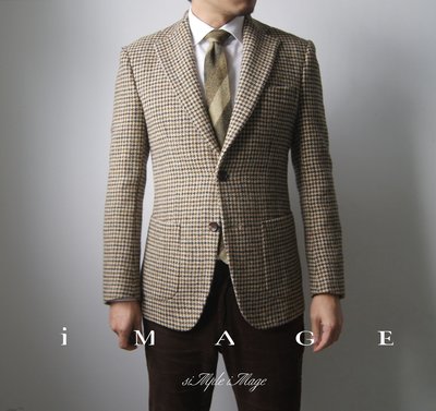 SIMPLE IMAGE(手工製作) Harris Tweed羊毛厚大地色系千鳥紋羊毛西裝外套a807