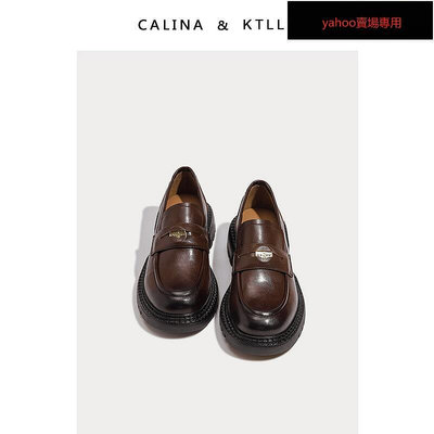 calina&amp;ktlly畫廊轉角～復古粗跟厚底包鞋金樂福鞋女日系小皮鞋