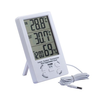 高精度室內外雙溫度顯示大螢幕溫濕度計 TA298 數顯溫濕錶帶探頭 新台幣：298元