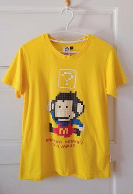 **外星人二手舖**Banana Monkey馬桶小猴黃色超級瑪莉猴T恤-尺寸M