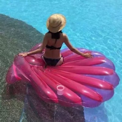 2017夏日限量款 紅色貝殼 現貨 專業美人魚珍珠 貝殼 扇貝 充氣水上氣墊 椅子 浮排 彩虹馬 紅天鵝泳圈 婚紗照