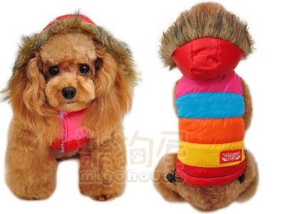【米狗屋】秋冬款＊pep彩虹糖條紋帽子可拆式風衣外套-紅色˙情侶裝、保暖˙剩2號