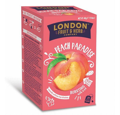 【即享萌茶】英國LONDON芙賀蜜桃樂園茶20茶包/盒（無咖啡因）促銷中