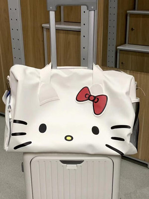 現貨 HelloKitty卡通可愛大包包單肩結凱蒂貓手提健身包斜挎旅行包 手提袋