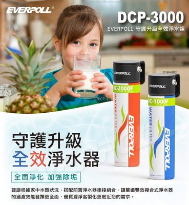 【年盈】EVERPOLL DCP-3000全面淨化加強除垢 守護升級全效淨水組(DC1000+DC2000)