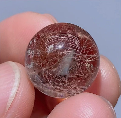 天然水晶白幽靈發晶共生球 可做手鏈配珠 吊墜 尺寸15.2毫