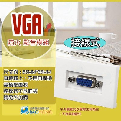 含稅價】模組化 VGA接線式不含面板 音響壁插 影音插座 VGA鎖線式卡線式 免焊接模組 VGA影像插座 影音訊號插座