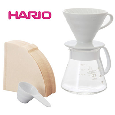 ~✬啡苑雅號✬~HARIO V60 有田燒陶瓷 白色濾杯咖啡壺組 XVDD-3012W 1~4杯 內附100入濾紙日本製