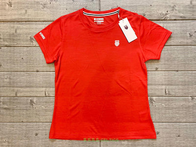 塞爾提克~K SWISS 女生 運動休閒 短袖 T恤 排汗T 彈性速乾 吸濕快排 紅色-KSWISS