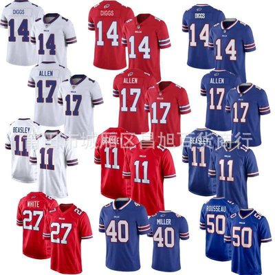 NFL比爾隊橄欖球球衣Bills Rugby Jersey17 Allen 14 DIGGS 27 WHITE  刺繡球