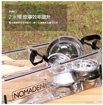 露營小站~【N-6336】【N-6337】NOMADE 韓國多功能雙槽水桶、摺疊水桶、折疊水桶、洗菜桶-國旅卡