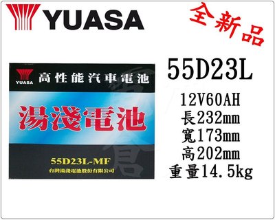 ＊電池倉庫＊全新湯淺YUASA加水汽車電池 55D23L(75D23L可用)最新到貨