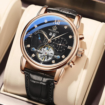 現貨男士手錶腕錶廠家直銷歐綺娜六針多功能全自動機械手錶男士日歷皮帶運動錶