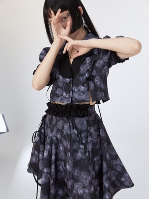 【熱賣下殺】OCEANMINE創意設計女裝 夏季獨立印花暗黑甜酷撞色短袖西裝套裝