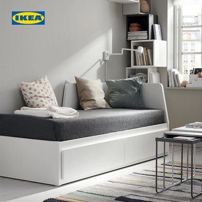 熱銷 IKEA宜家FLEKKE福勒克坐臥兩用床床頭靠背多功能儲物床沙發床原創