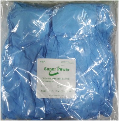 CF0004【莫瑞絲】NBR無粉電子無塵12吋-6G 手套(藍色)~50雙/包，特價220元~耐油手套 檢驗手套