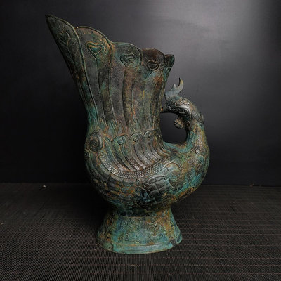 戰國青銅鳳杯高28厘米寬22厘米重2.3公斤60036690【萬寶樓】銅器 佛像 擺件