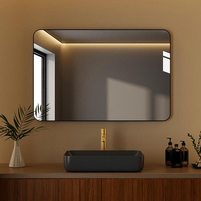 輕奢浴室鏡子帶框掛墻式衛生間洗漱台壁掛衛浴鏡定制免打孔化妝鏡