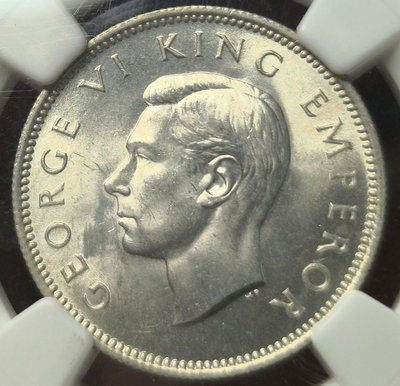 NGC-MS64 新西蘭 1945年 喬治六世 先令 銀幣【店主收藏】15808