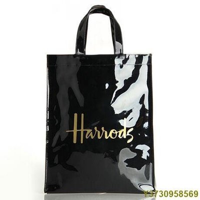 現貨 Harrods PVC手提袋 英倫名品 哈洛德 金色字母 磁扣 手提袋 PVC 高品質時尚手提袋-簡約