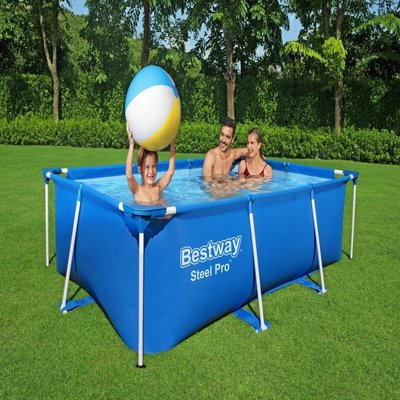 Bestway 56403支架水池 矩形管架家庭游泳池 兒童戲水池方形泳池
