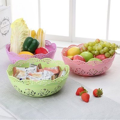 鏤空家用水果盤大號塑料干果盤歐式盒子創意水果籃盒子~特價促銷