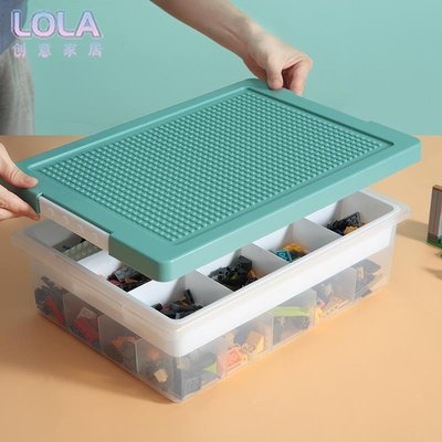 廠家批發大號玩具收納盒兒童積木樂高收納箱透明帶蓋儲物整理箱-LOLA創意家居