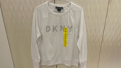 全新 真品 DKNY 白色 女圓領長袖上衣 大學T 長袖T恤