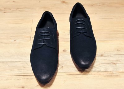 零碼出清素面麂皮德比鞋:小牛皮真皮木跟皮鞋男鞋-深藍色-[LMdH直營線上商店]D1A58-39
