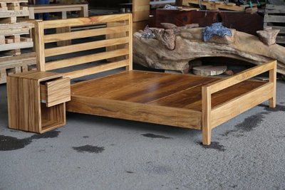 【原味手工家具】馬來柚木床架-台南 原木 家具
