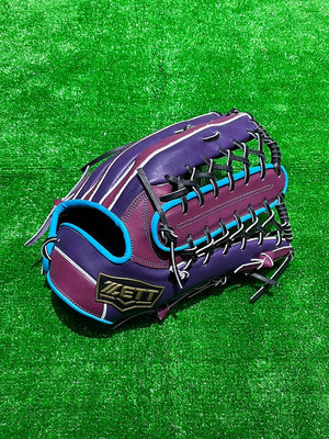 棒球世界ZETT SPECIAL ORDER 訂製款棒壘球手套特價外野13吋紫配色牛舌球檔