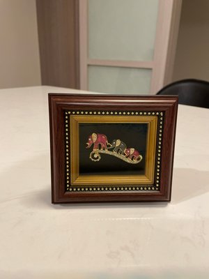 泰國木製相框 大象藝術品 含盒 鑽石大象
