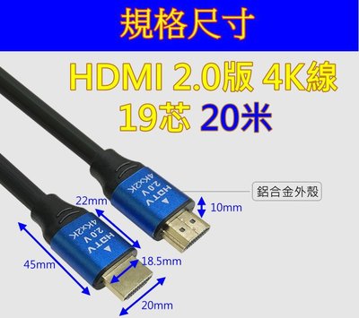最高品質 HDMI 2.0版 (19+1) 20米 滿芯線 2K4K 保證上 2160P 1.5米、3米、5米、10米