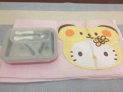 【俏雙嬌】野餐露營便當《 thinkbaby無毒不鏽鋼兒童餐盤套組 粉紅色 》送日本製Hello Kitty 熊頭餐墊
