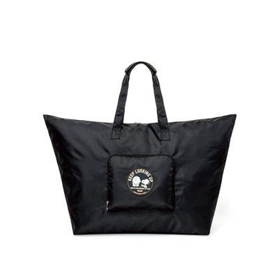 【熱賣精選】日本SNOOPY史努比大容量可折疊環保購物袋黑色大容量旅行收納包