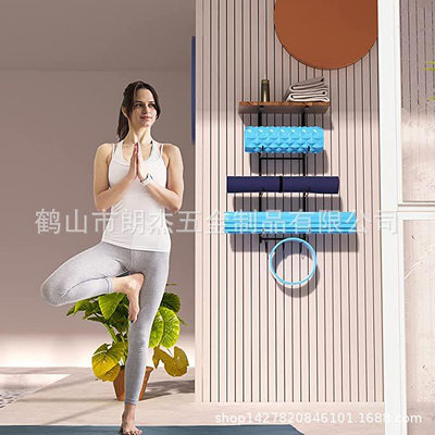 廚具 瑜伽墊收納架組裝式內嵌式木板壁掛展示架泡沫滾筒置物架