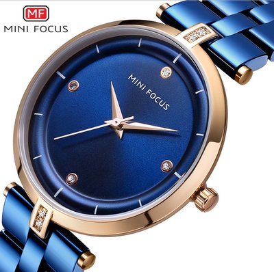 【潮裡潮氣】MINI FOCUS女士手錶日本機芯夜光防水金屬錶帶0120L