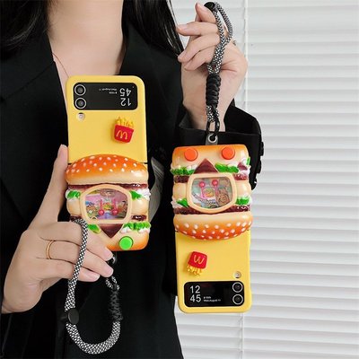 立體漢堡包適用于三星Galaxy ZFlip3/4折疊屏手機殼創意硬殼個性