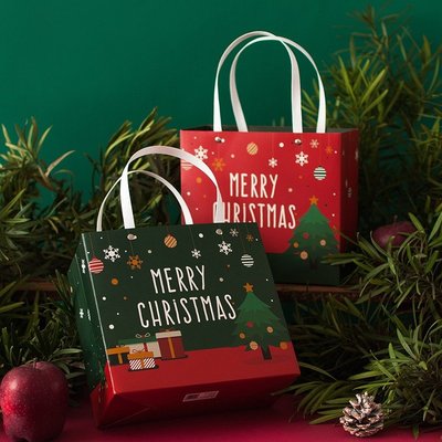 鉛筆巴士 現貨801 聖誕禮物手提袋(L款-紅色30cm大尺寸) 手提袋 禮物袋 交換禮物 耶誕節 包裝盒 禮物 禮品袋